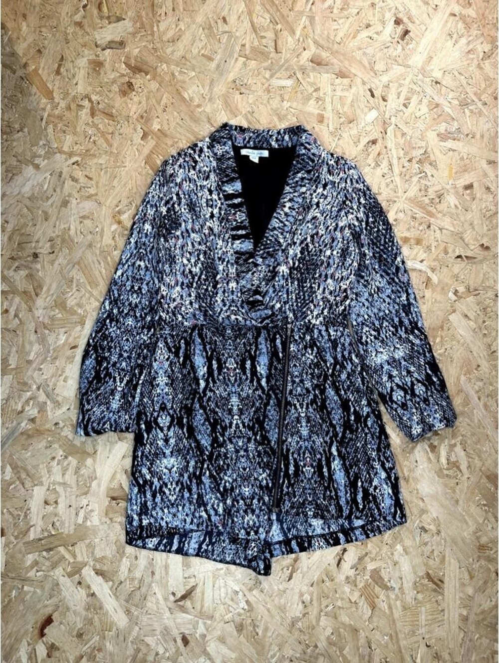Charlie Jade Womens Blue Snakeskin Print Long Sleeve Romper Size Medium